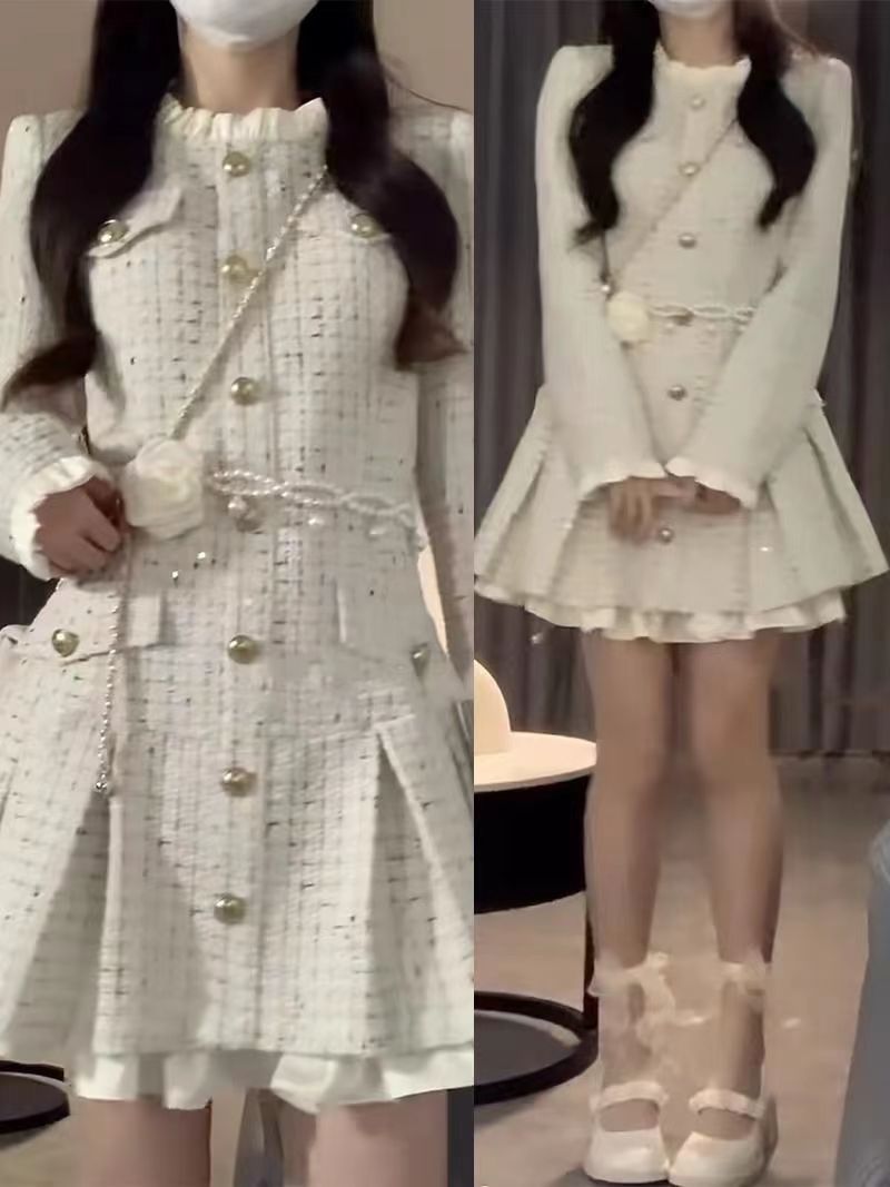 白色桔梗法式小香風連衣裙女2023早春季新款氣質茶里茶氣別致裙子