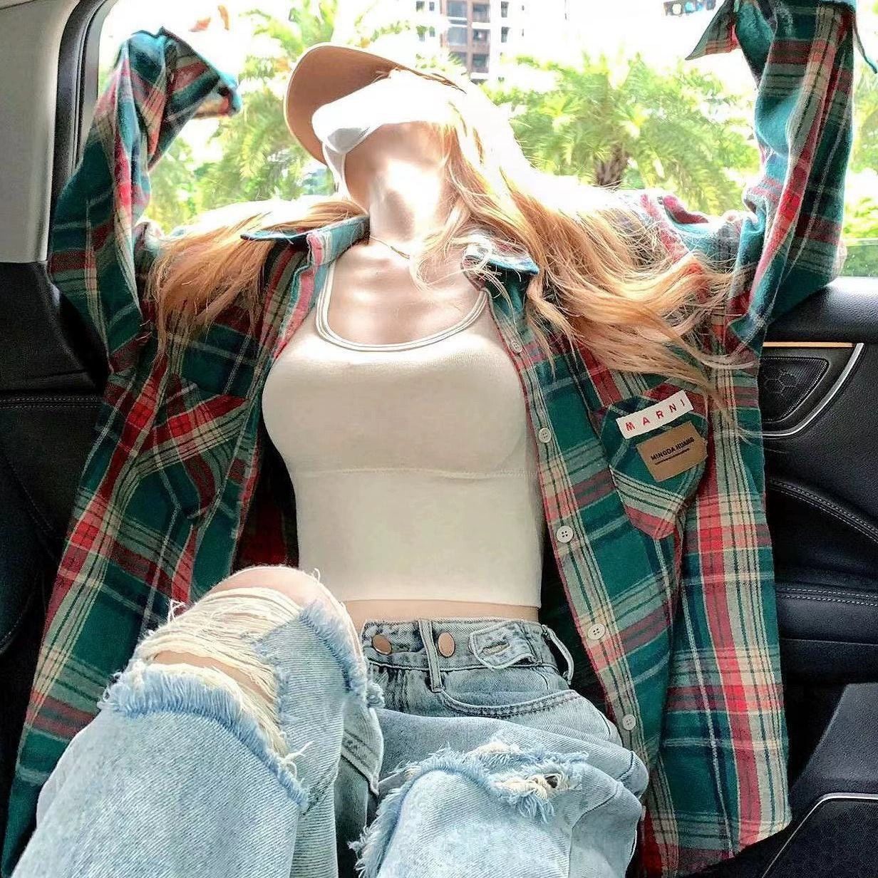 秋季新款港風chic格子襯衫女設計感小眾襯衣開衫美式復古寬鬆上衣