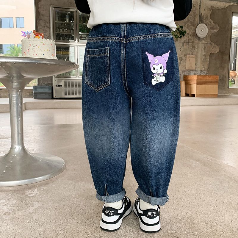 女童褲子春秋款時髦兒童老爹褲外穿秋裝女寶寶長褲2023新款牛仔褲