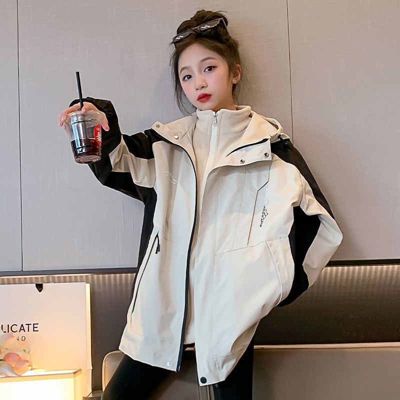 Girls' Autumn and Winter Jackets  New Children's Clothing Zipper Shirts, Middle and Large Children's Winter Clothes Plus Velvet Two-piece Set