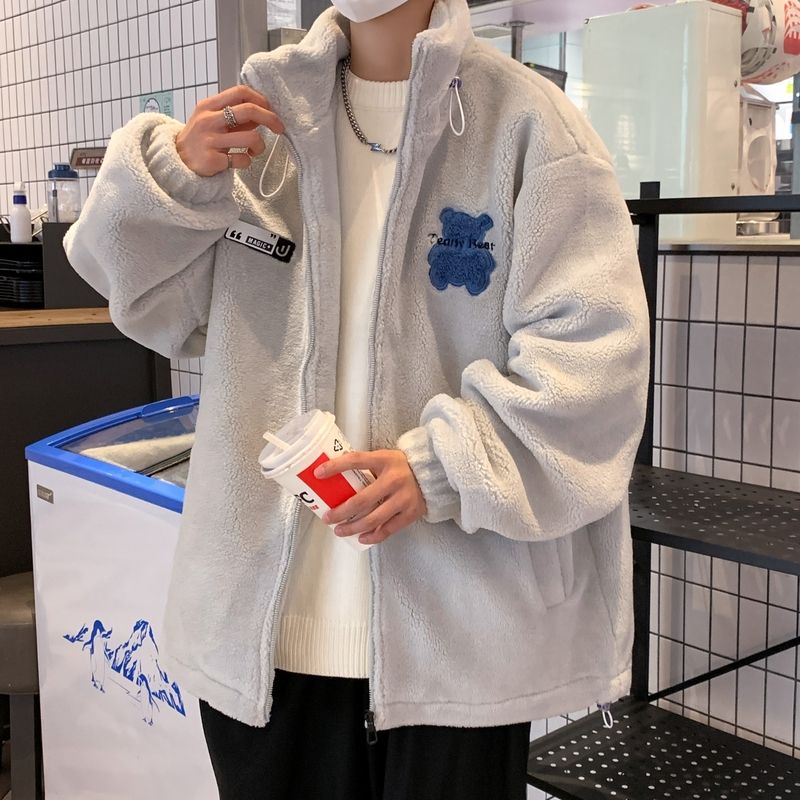 Young autumn and winter new lamb wool coat thickened explosive collar trend lovers coat all matching shirt_voghion.com