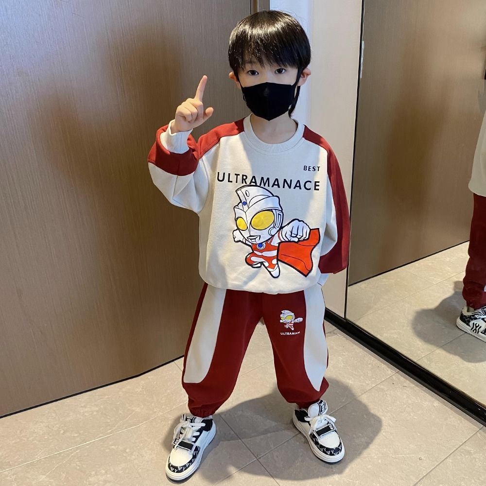 Ultraman clothes boys autumn sweatshirt suit fashionable baby small children spring and autumn boys cool and trendy