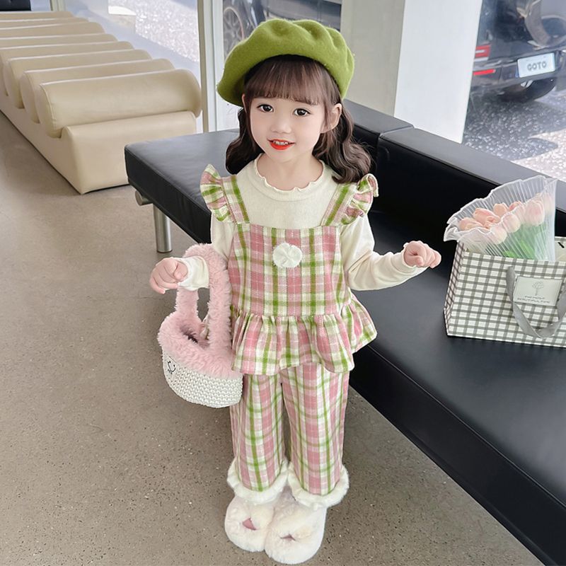 Children's spring and autumn Korean style casual girls' long-sleeved fashionable tops suit for baby girls with fashionable autumn clothes