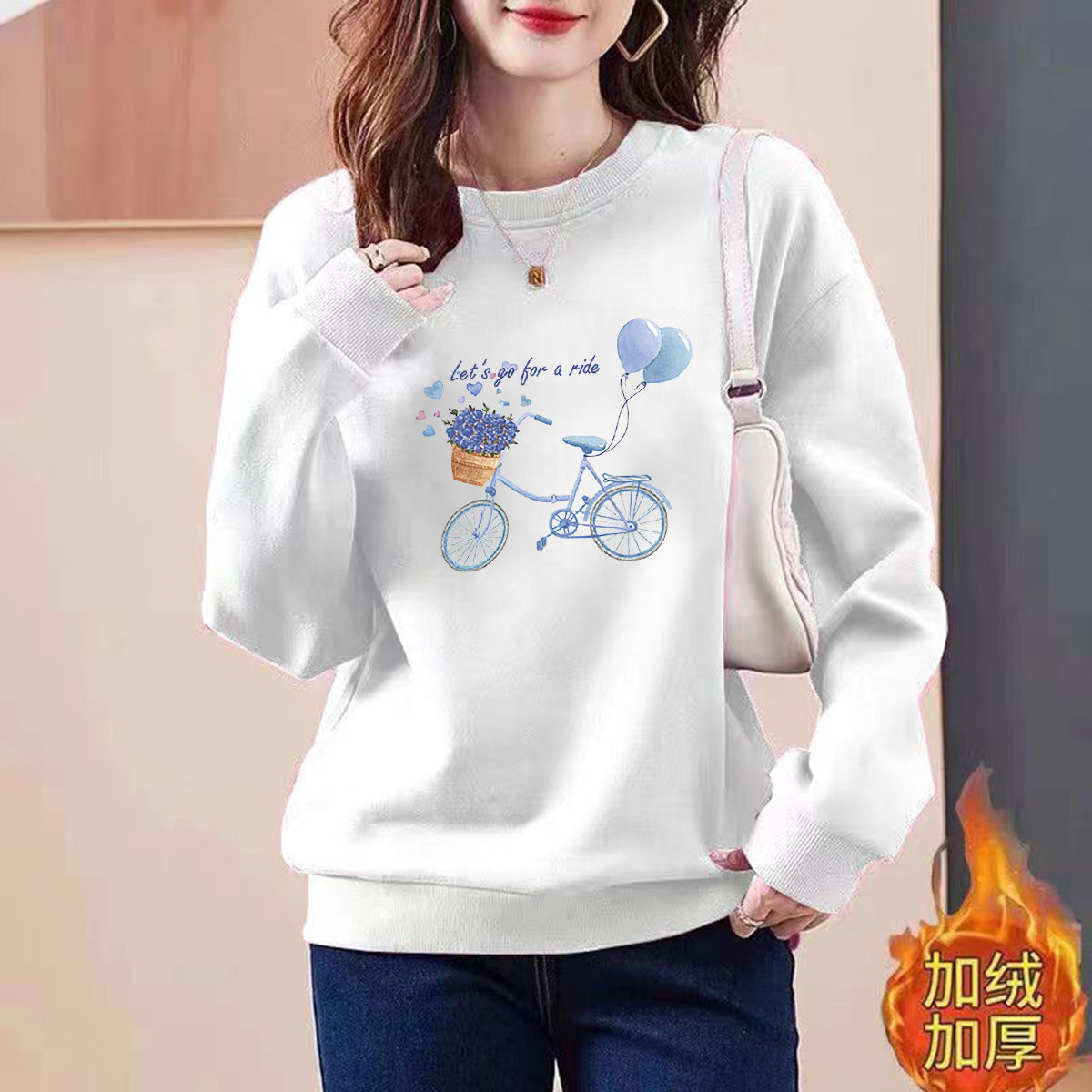 棉質衛衣女ins爆款洋氣圓領長袖春秋女學生寬鬆顯瘦百搭打底衫女