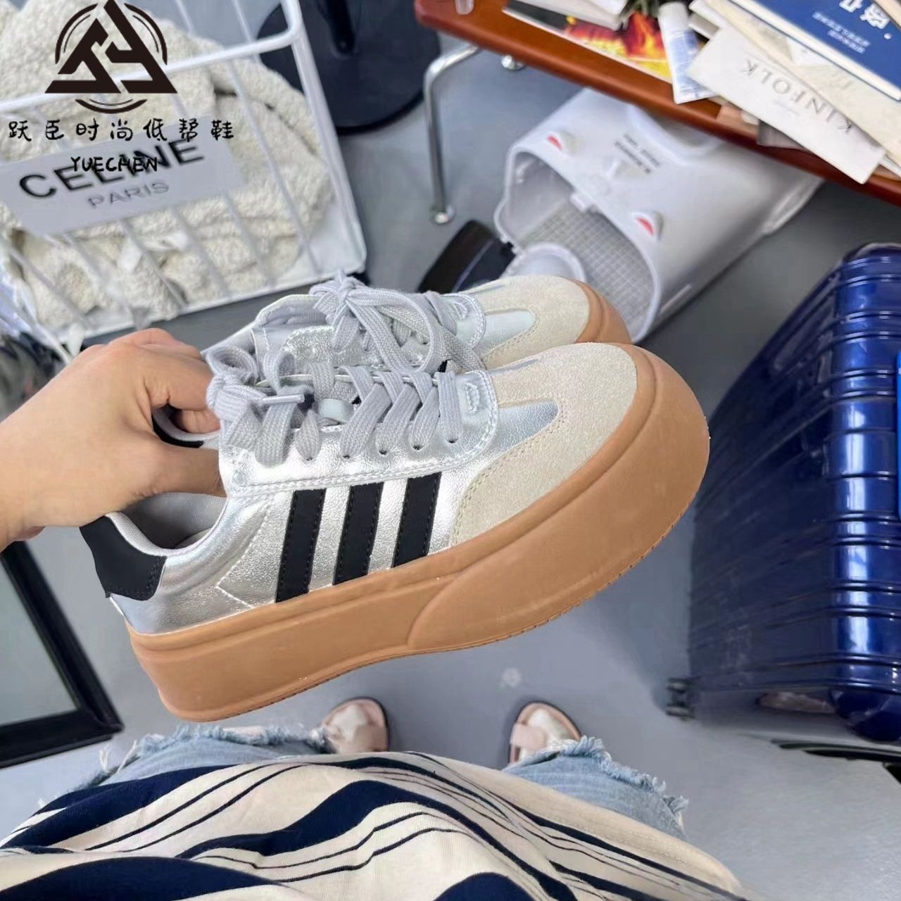 Yue Chen high-looking sneakers 2023 autumn new shoes thick-soled sports casual shoes retro versatile moral training shoes