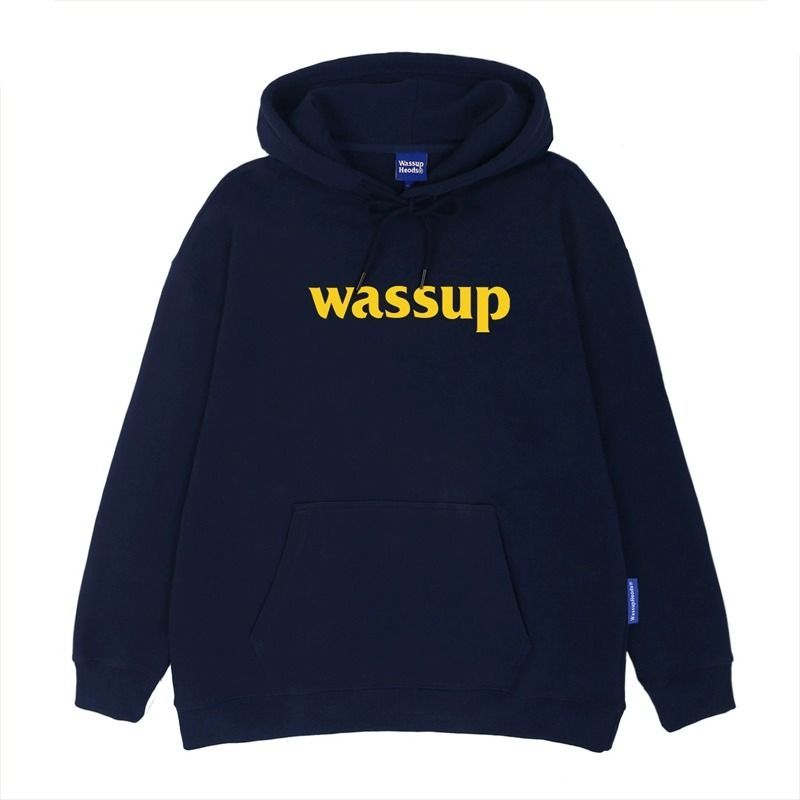 WASSUP HEODS national fashion brand navy blue sweatshirt boys heavy hoodie jacket casual couple spring and autumn