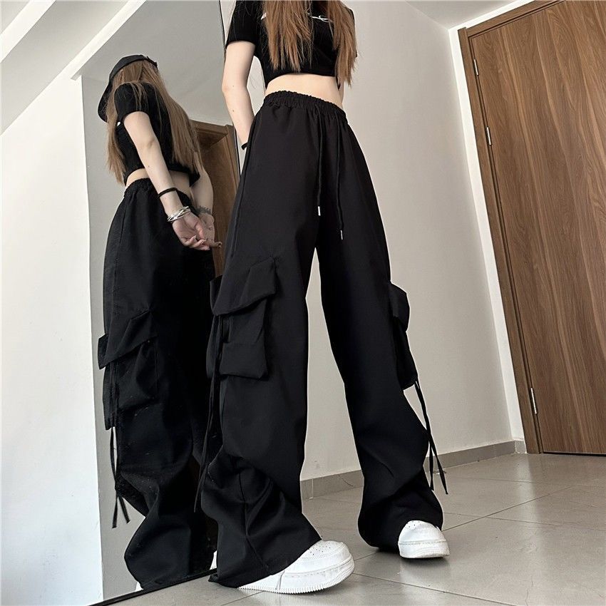 Thin/velvet Maillard ins new overalls for women spring and autumn high waist straight wide leg hottie loose casual trousers