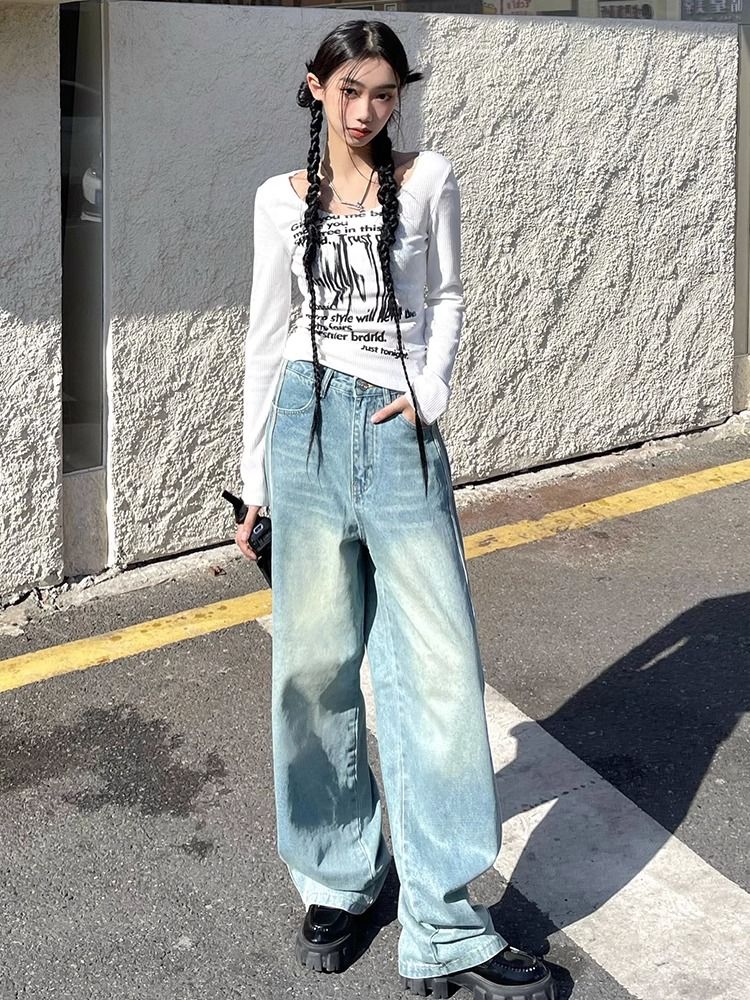慵懶風純欲設計感小眾德絨秋季款字母修身顯瘦辣妹百搭打底上衣