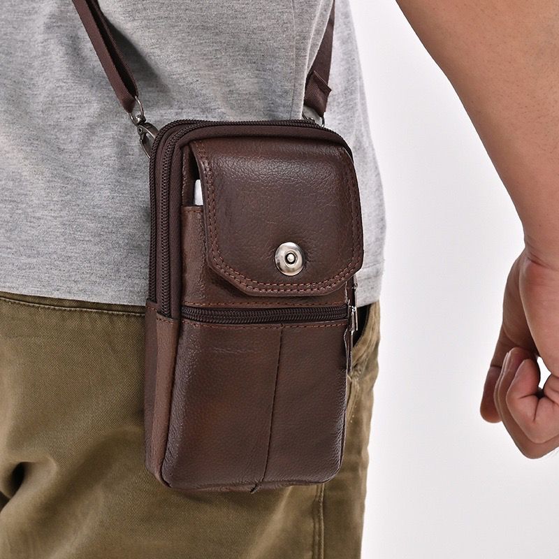 New genuine cowhide waist bag multi-functional belt mobile phone case men's belt mobile phone bag outdoor small hanging bag