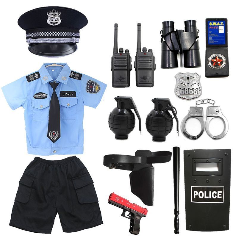 儿童小军装警官交警套装男女童玩具小警察制服六一演出服生日礼物