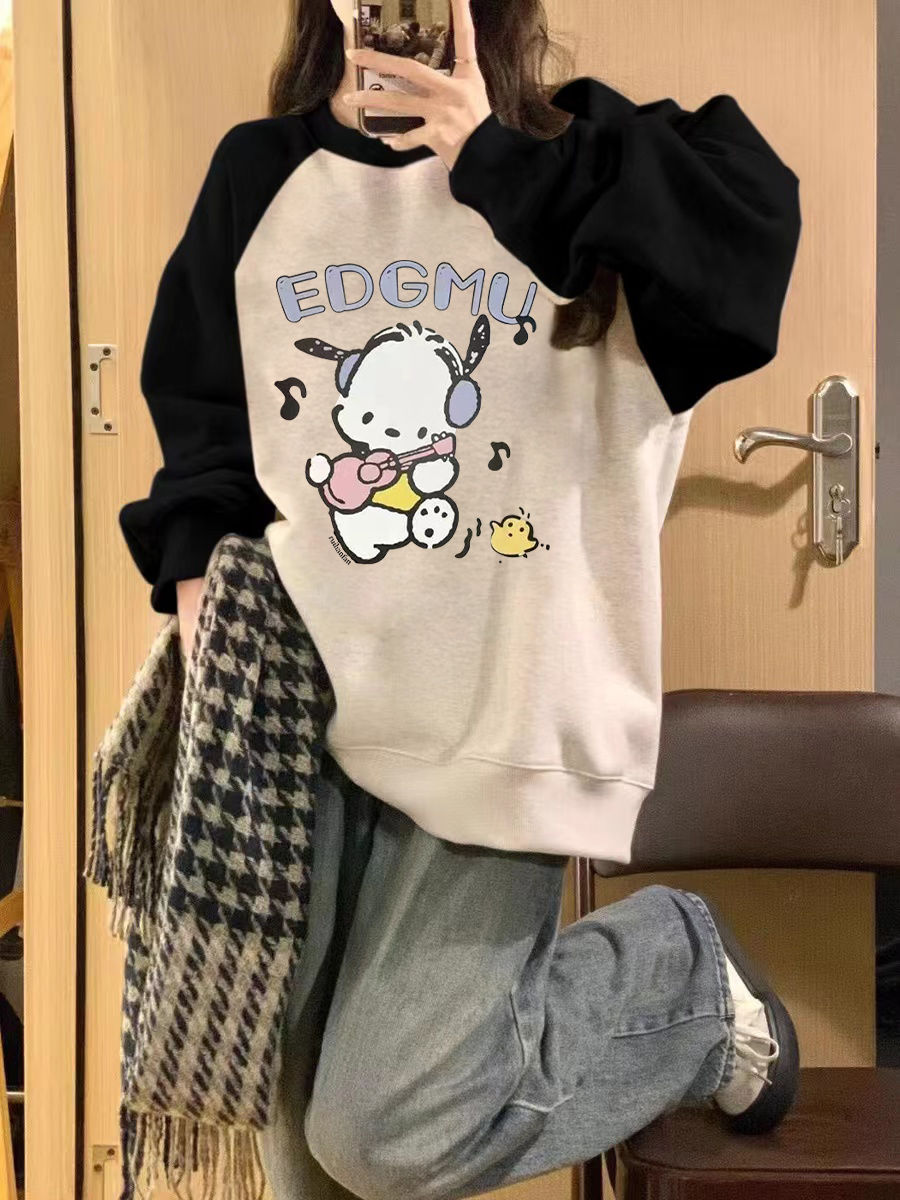 秋冬季衛衣女學生韓版寬鬆潮ins加絨撞色上衣可愛慵懶風2023新款