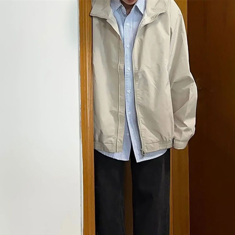 夹克男外套设计感小众棒球服2023新款冲锋衣春秋美式复古日系上衣