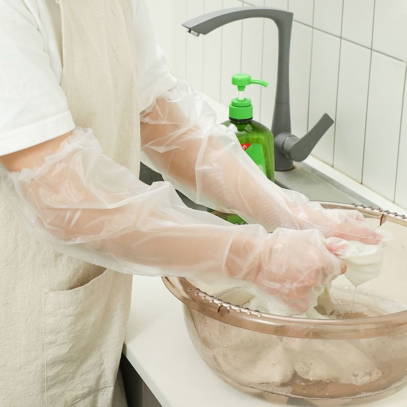 一次性手套薄膜加耐用批发餐饮染发透明厨房家用防水食品级加长款