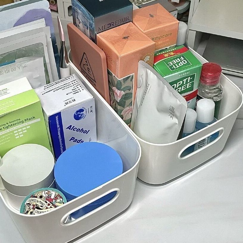 收纳筐家用化妆品置物架卫生间厨房宿舍杂物零食塑料盒桌面收纳盒