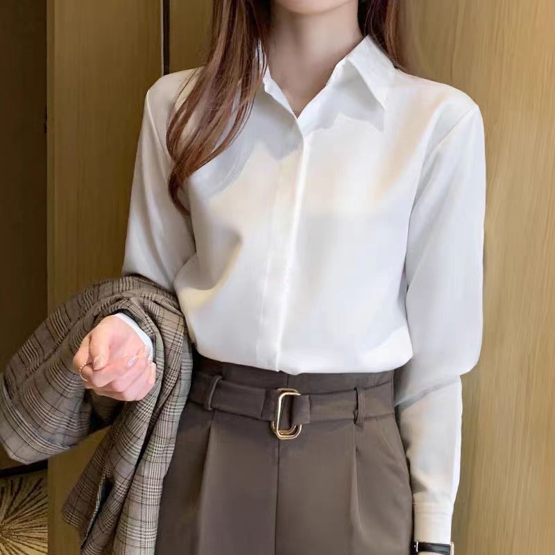 襯衫女春秋2023新款韓范大碼寬鬆胖mm抖音氣質長袖輕奢雪紡白襯衣