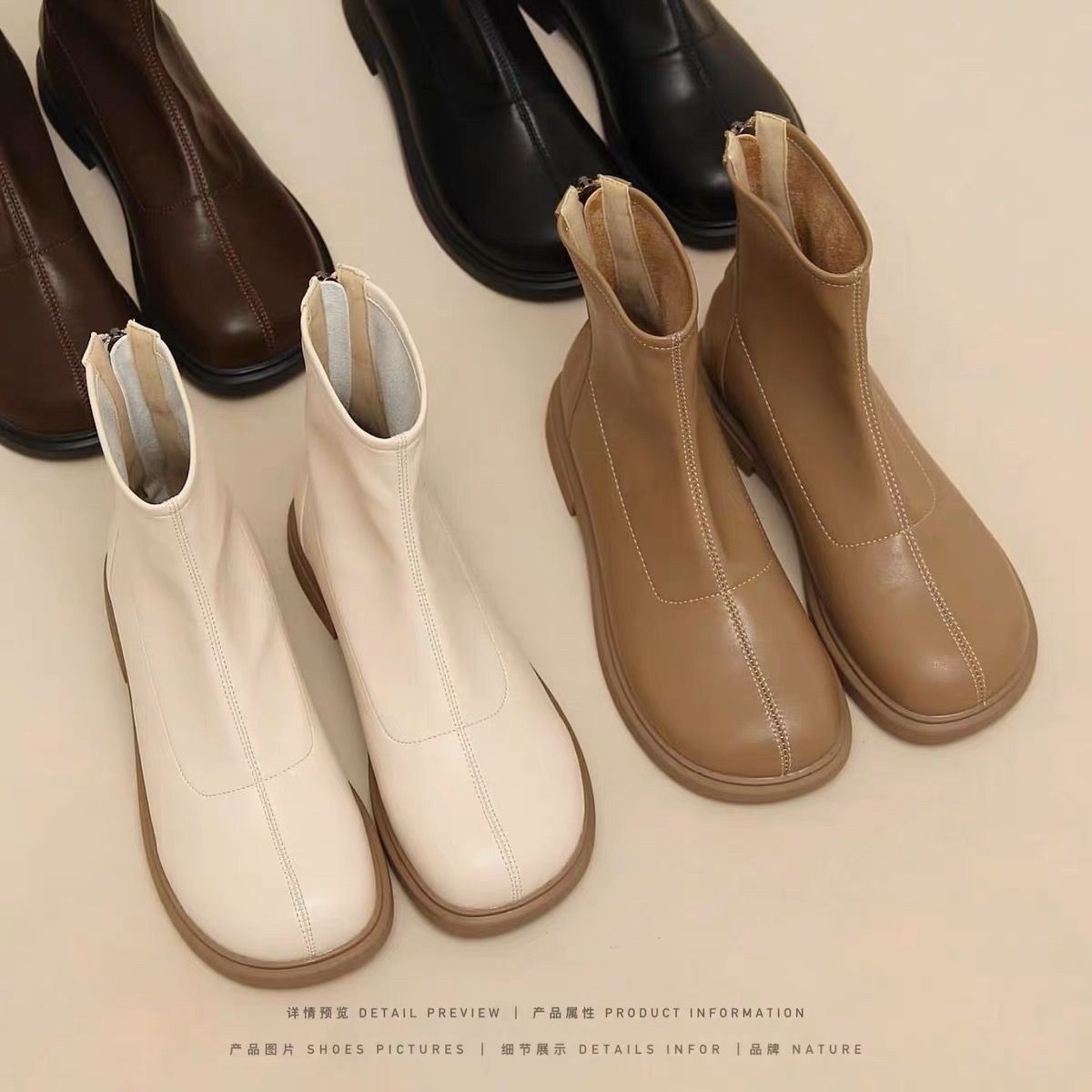 Maillard Genuine Leather Style Stretch Naked Boots 2023 New Korean Style Soft Soled Martin Boots Spring and Autumn Short Boots for Women
