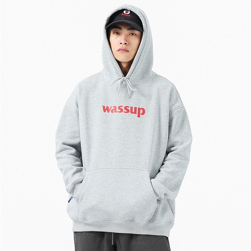WASSUP HEODS national fashion brand navy blue sweatshirt boys heavy hoodie jacket casual couple spring and autumn