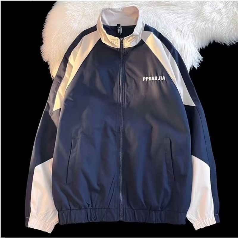 Giacca primavera e autunno da uomo semplice e versatile di marca di moda con colletto in piedi, cappotto casual_voghion.com