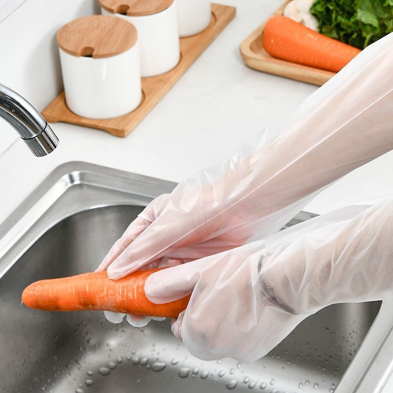 一次性手套薄膜加耐用批发餐饮染发透明厨房家用防水食品级加长款