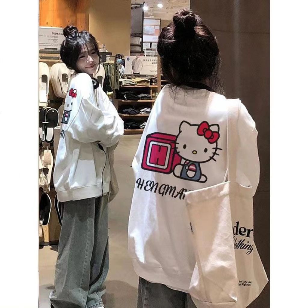 春秋冬季新款原宿BF風圓領加絨加厚衛衣女學生寬鬆白色外套上衣潮