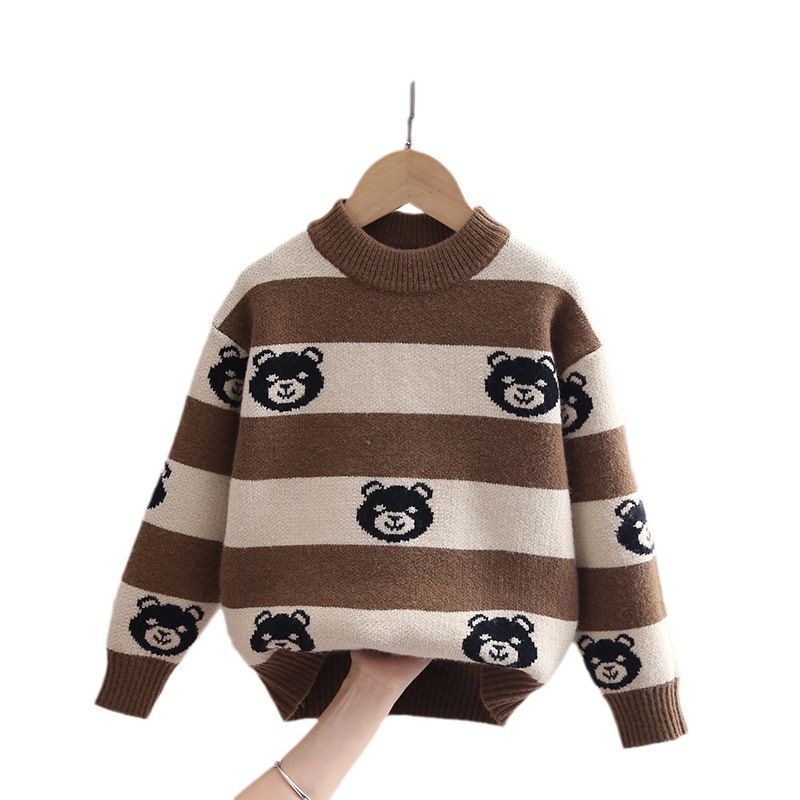 男童宝宝毛衣套头加厚冬季新款中童男宝小熊打底针织衫洋气潮
