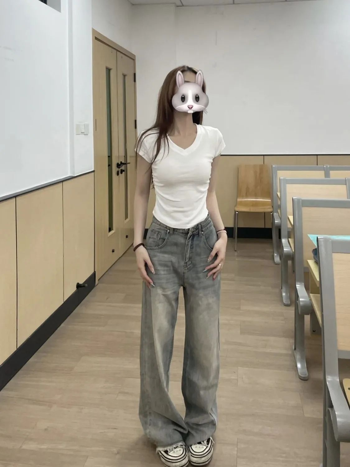 高街美式復古做舊牛仔褲女秋季新款高腰顯瘦直筒垂感闊腿拖地褲子