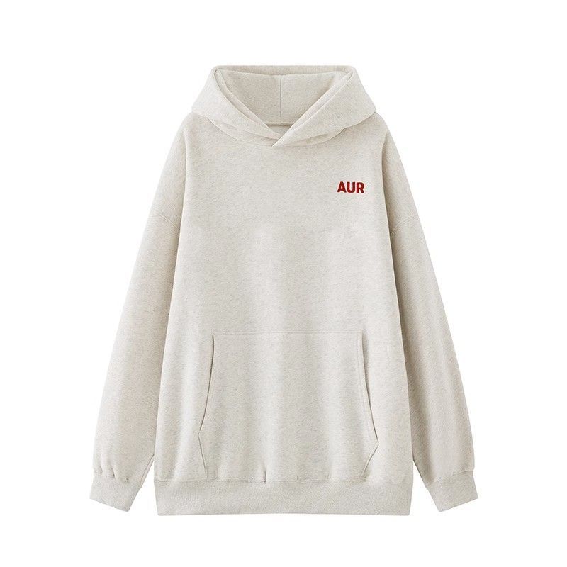 American retro letter print hooded white and gray sweatshirt for women autumn and winter new heavyweight pure cotton silver fox velvet jacket trendy