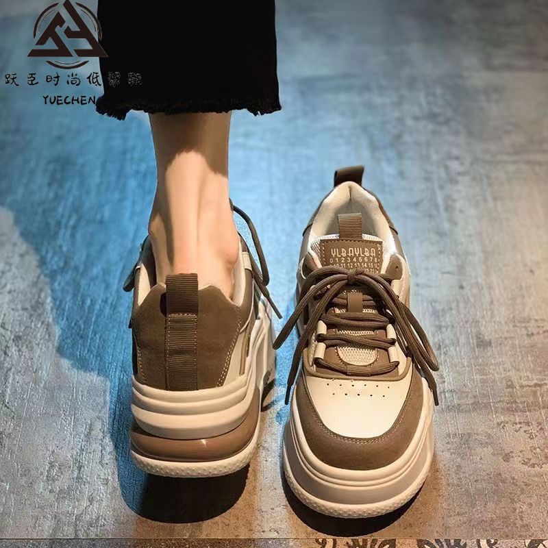跃臣时尚爆款韩版厚底小白鞋女2023春秋季新款增高松糕跟运动板鞋