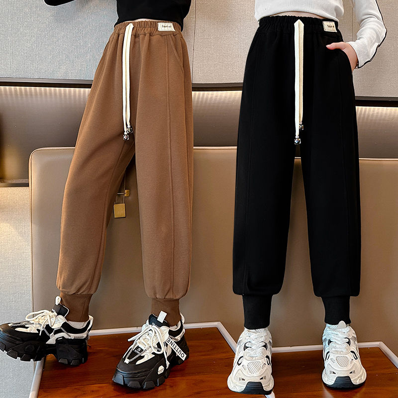 女童褲子2023新款春秋洋氣束腳休閒長褲兒童中大童運動褲秋款衛褲