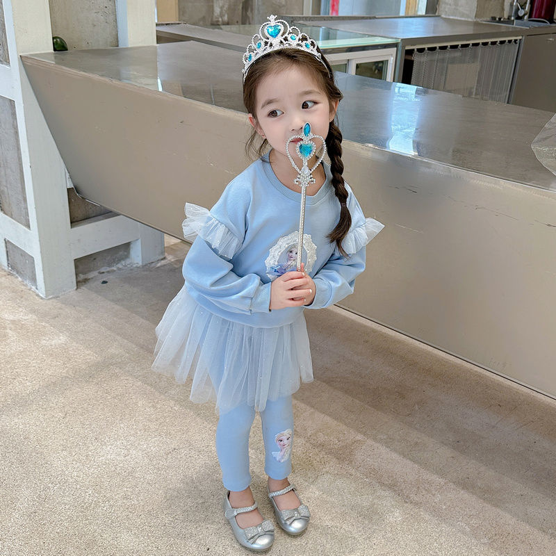 new Korean version of small and medium-sized children's Korean style Internet celebrity fashionable niche children's autumn dress Elsa Princess clothes for women