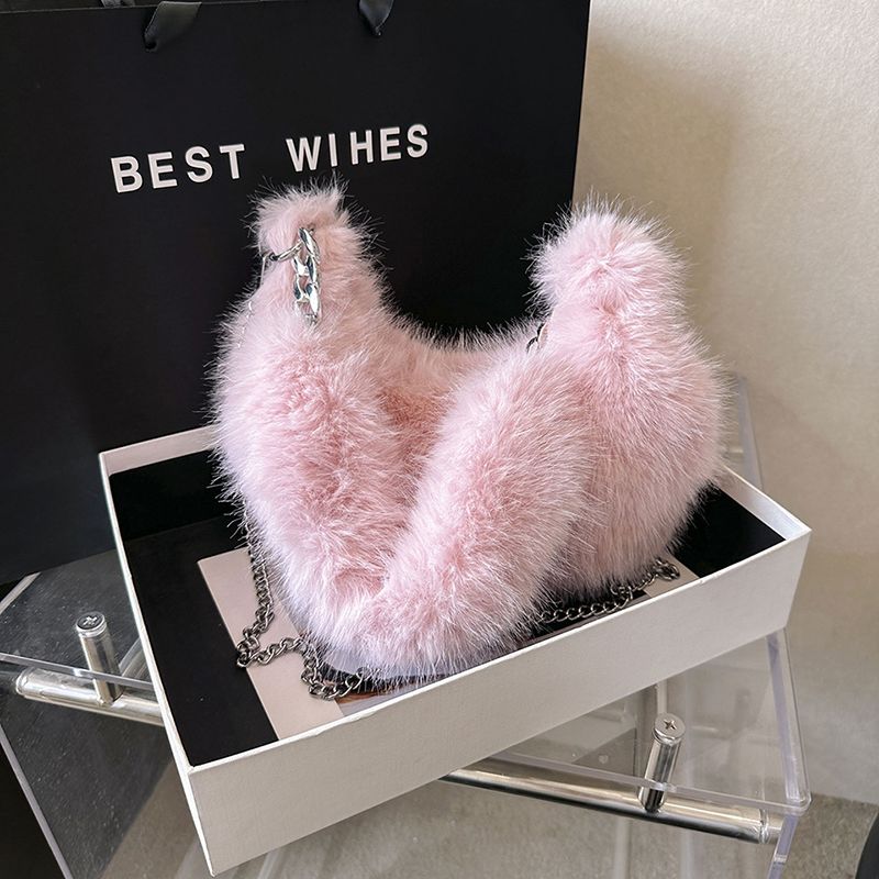 Luxus plüss rókamintás hónaljtáska nőknek 2023 őszi-téli szezonra, új, egyszínű szőrmetáska, egyszerű és lusta._voghion.com