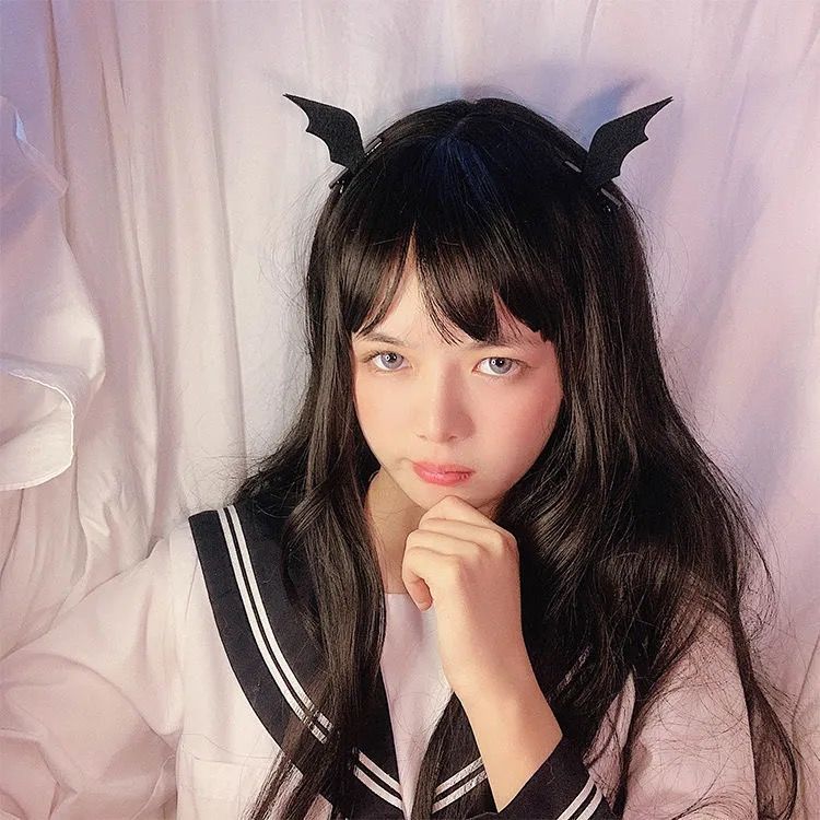 Halloween cute Japanese soft girl lolita black little devil bat wing hairpin funny hairband