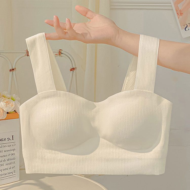 內衣女小胸聚攏無痕無鋼圈收副乳防下垂保暖背心女帶胸墊式文胸罩