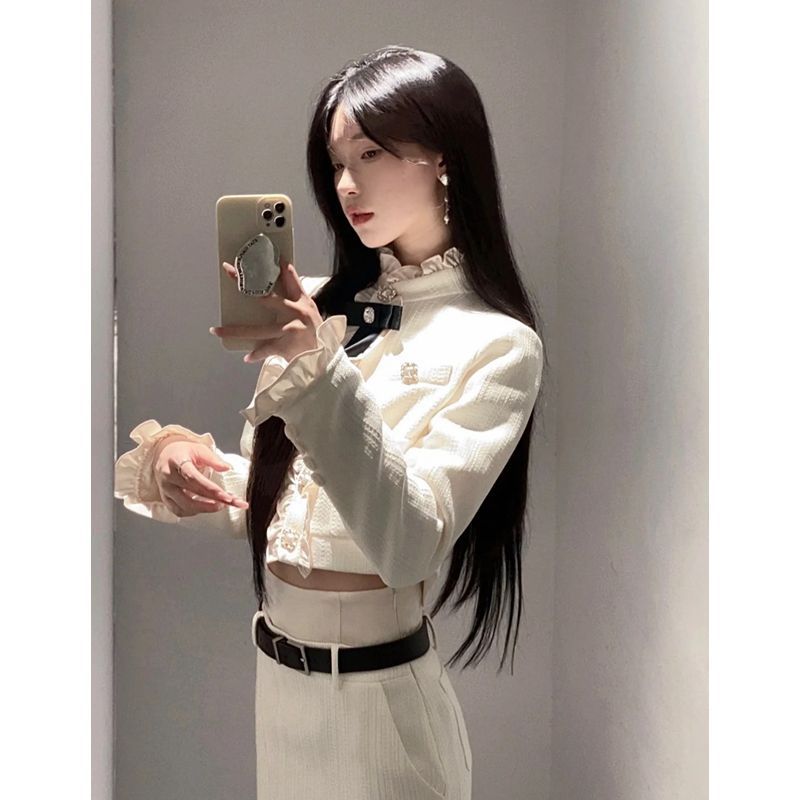 套裝女2023秋季新款小香風高級感氣質短款外套上衣高腰顯瘦半身裙
