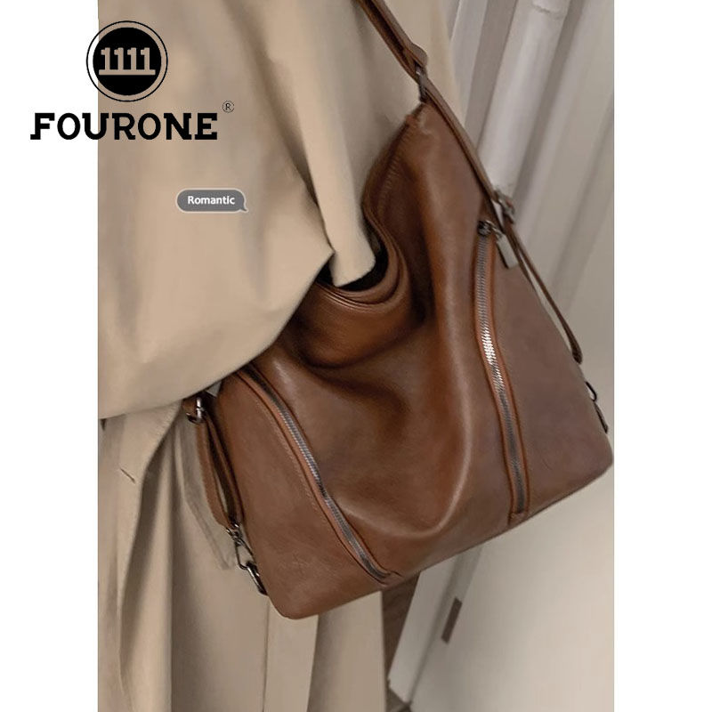 Large-capacity bag for women 2023 new trendy autumn and winter retro commuter tote bag high-end shoulder bag