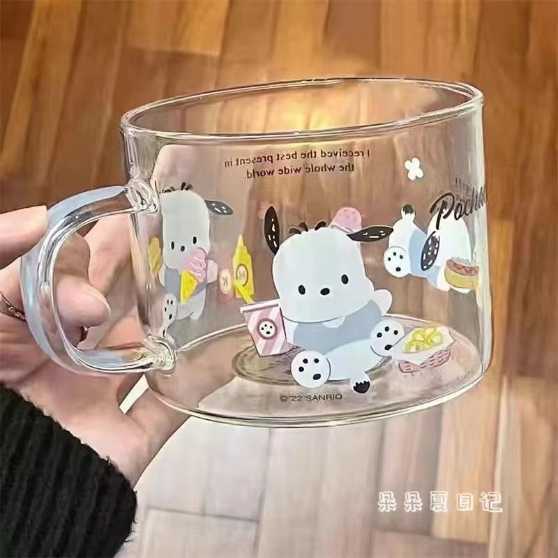 卡通杯子ins高颜值玻璃水杯早餐杯可爱印花微波牛奶杯情侣杯礼物