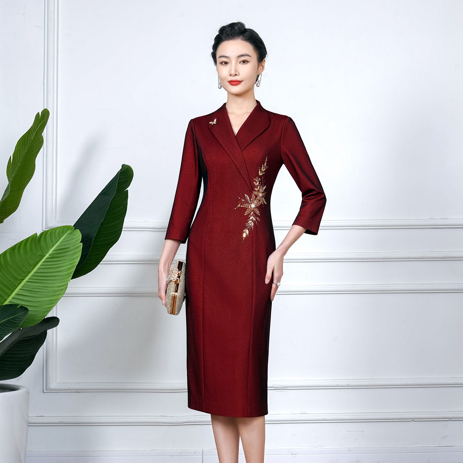 高端喜婆婆婚宴裝秋裝連衣裙大牌喜媽媽婚宴禮服高貴旗袍新款2023