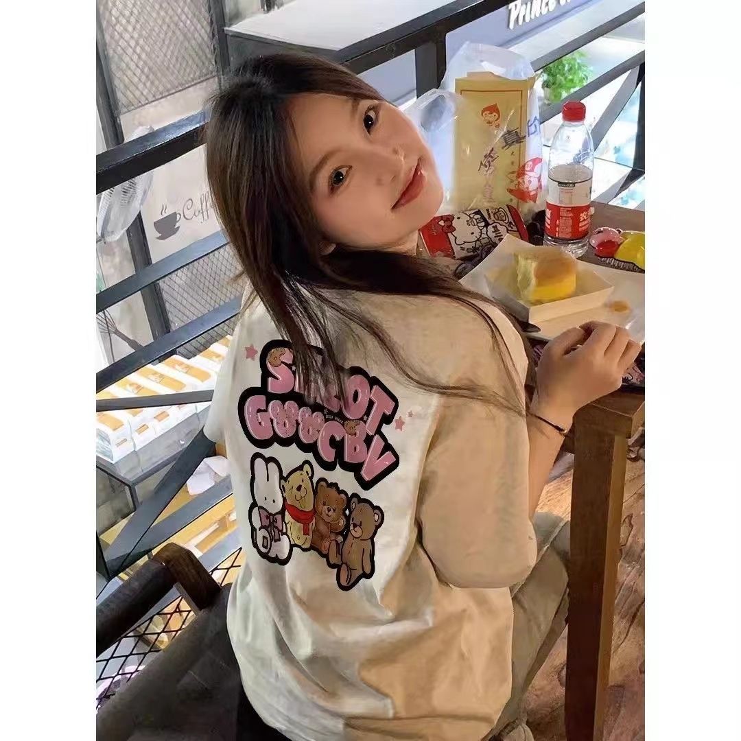 100%純棉歐美風潮牌短袖T恤女學生夏季寬鬆ins高街字母潮半袖上衣