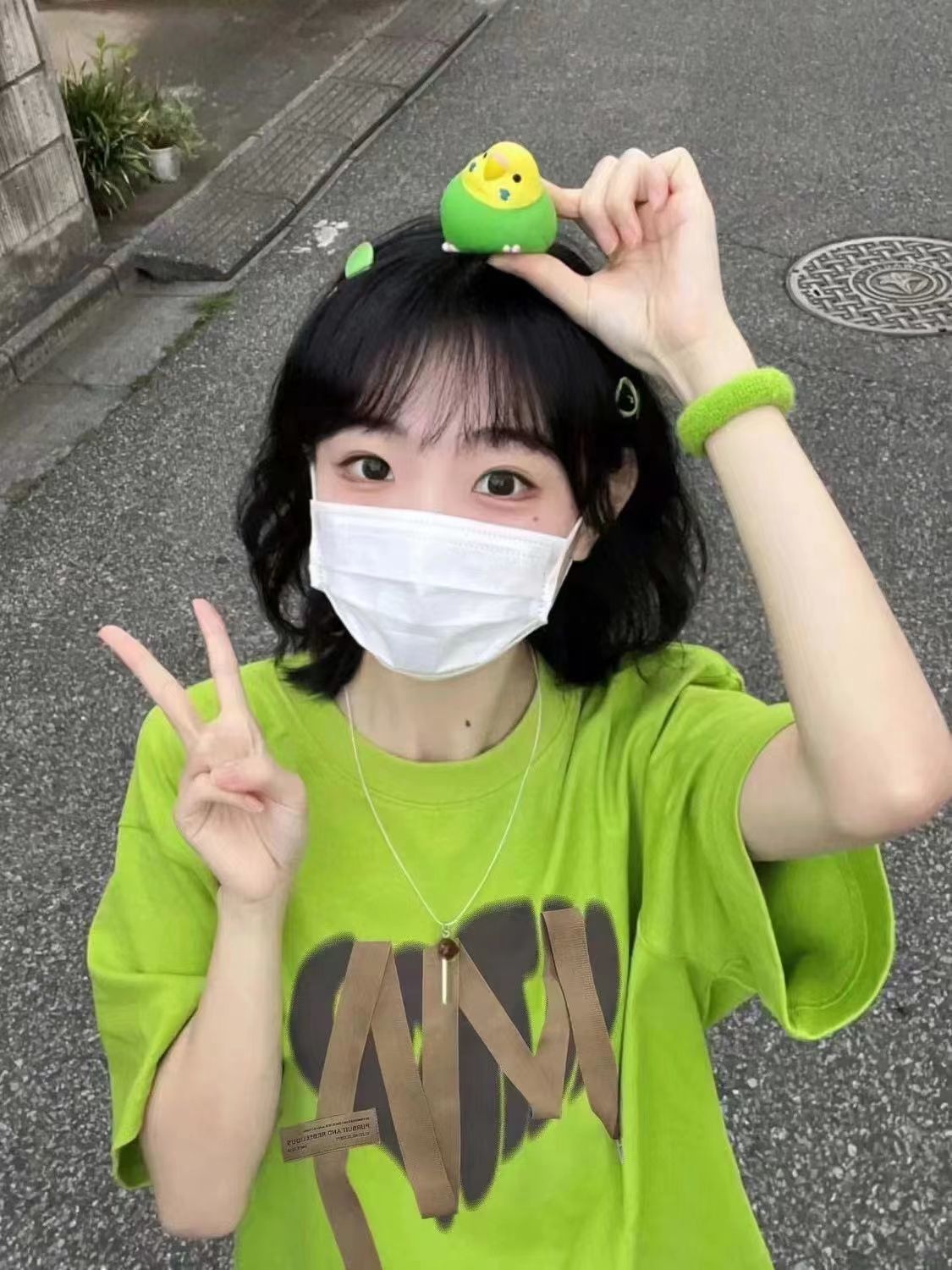 100%純棉熒光綠字母短袖t恤女夏季寬鬆oversize韓版休閒百搭上衣