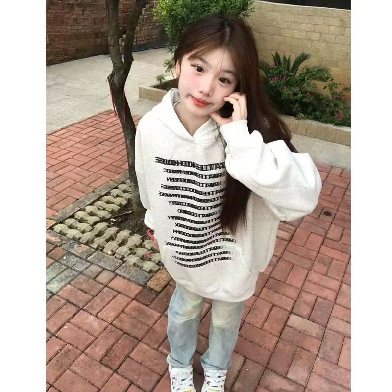 100%紡棉美式高街潮牌百搭連帽衛衣oversize小眾設計感ins風上衣