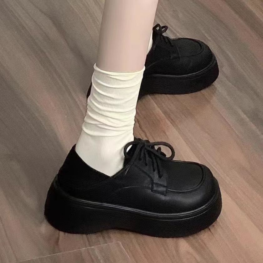 英倫風小皮鞋女2023新款高街日系百搭瑪麗珍厚底小眾設計感單鞋女