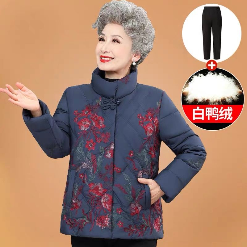 奶奶裝羽絨服女中老年人冬裝時尚外套時尚60歲80媽媽裝加厚款上衣