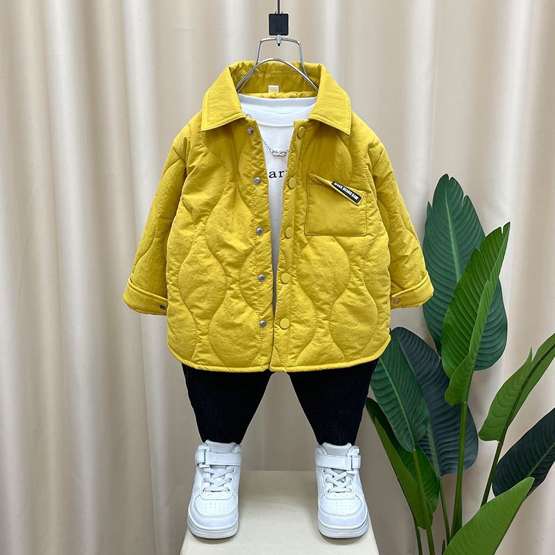 男童輕薄棉衣2023秋冬新款兒童棉服夾棉襯衫洋氣加厚寶寶外套衣服