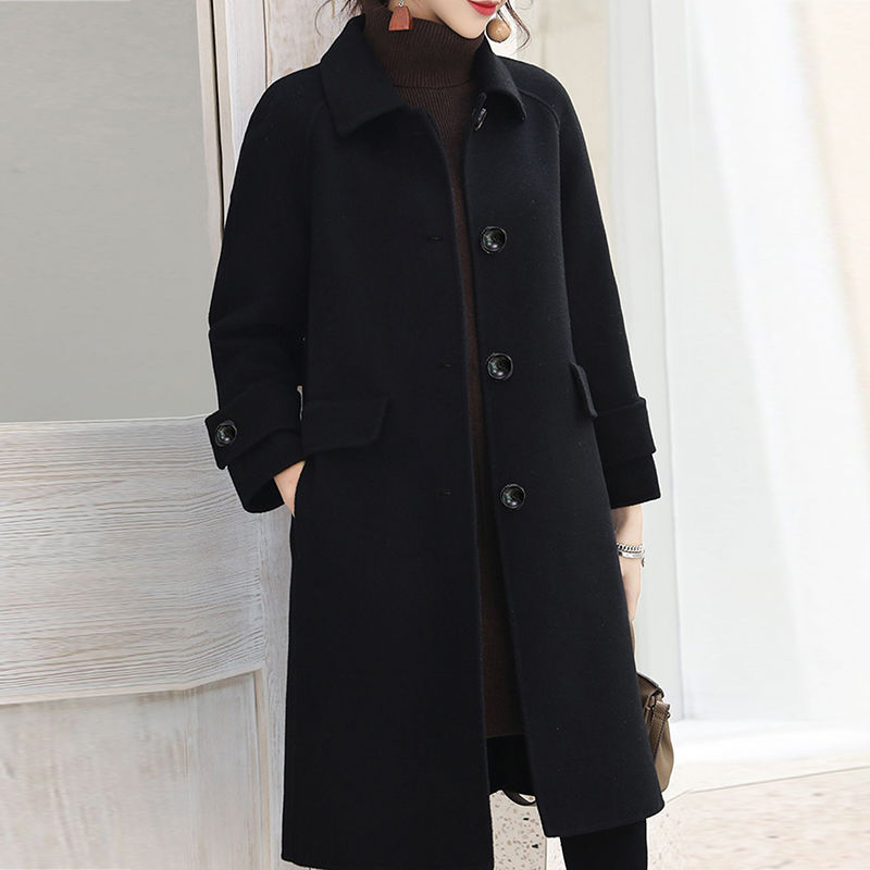 中长款毛呢大衣女韩版2023年秋冬新款高端时尚设计感宽松呢子外套