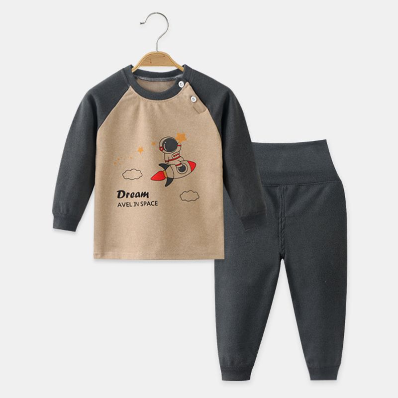 【高品】嬰兒高腰護肚褲套裝秋冬寶寶內衣嬰兒秋季衣服兒童秋衣褲