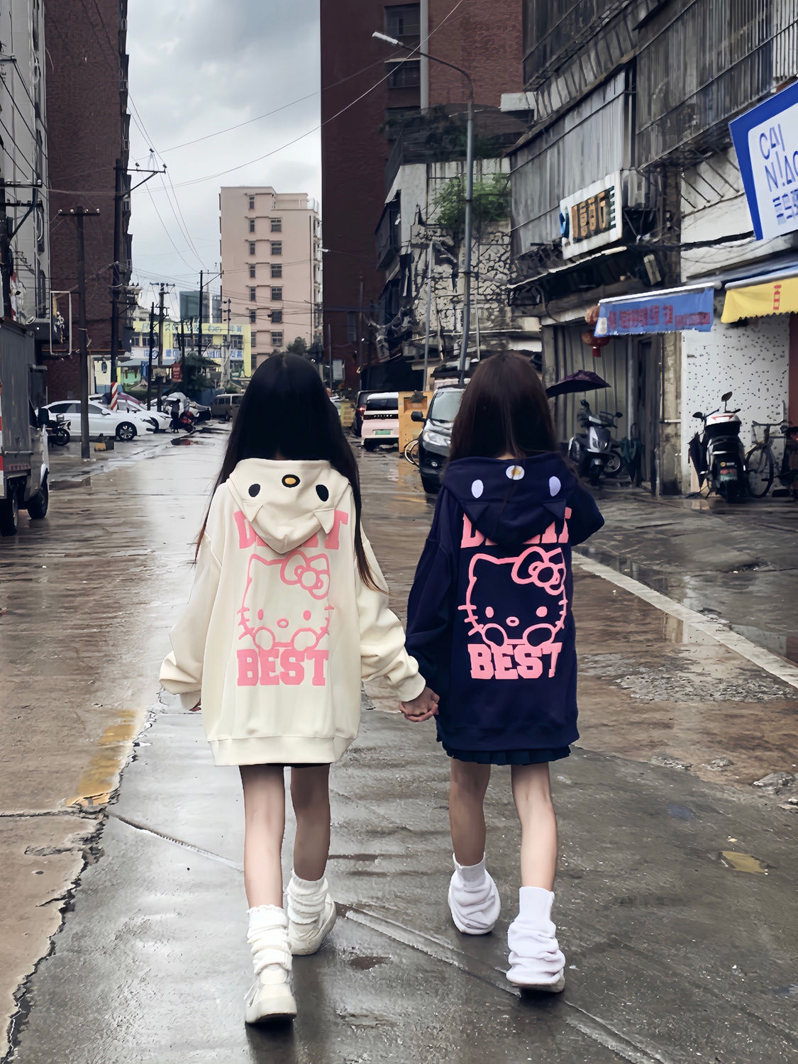 潮牌秋冬小眾設計感歐美時尚連帽拉鏈外套衛衣寬鬆上衣女閨蜜裝
