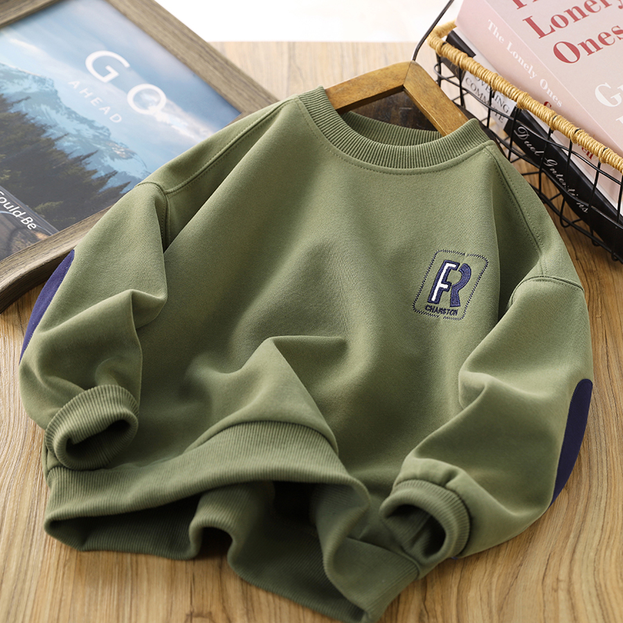 Boys' Street Sweatshirt Spring and Autumn Children's Clothing 2023 New Children's Casual Bottoming Shirt Boys' Round Neck Sports Top