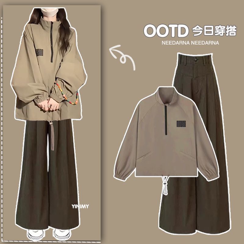 Autumn gentle outfit, a complete set of women's  new Korean style high-end tops and casual pants two-piece suit