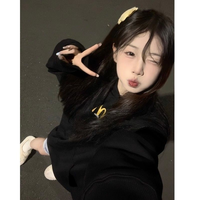 100%紡棉潮牌百搭連帽衛衣美式高街oversize小眾設計感ins風上衣