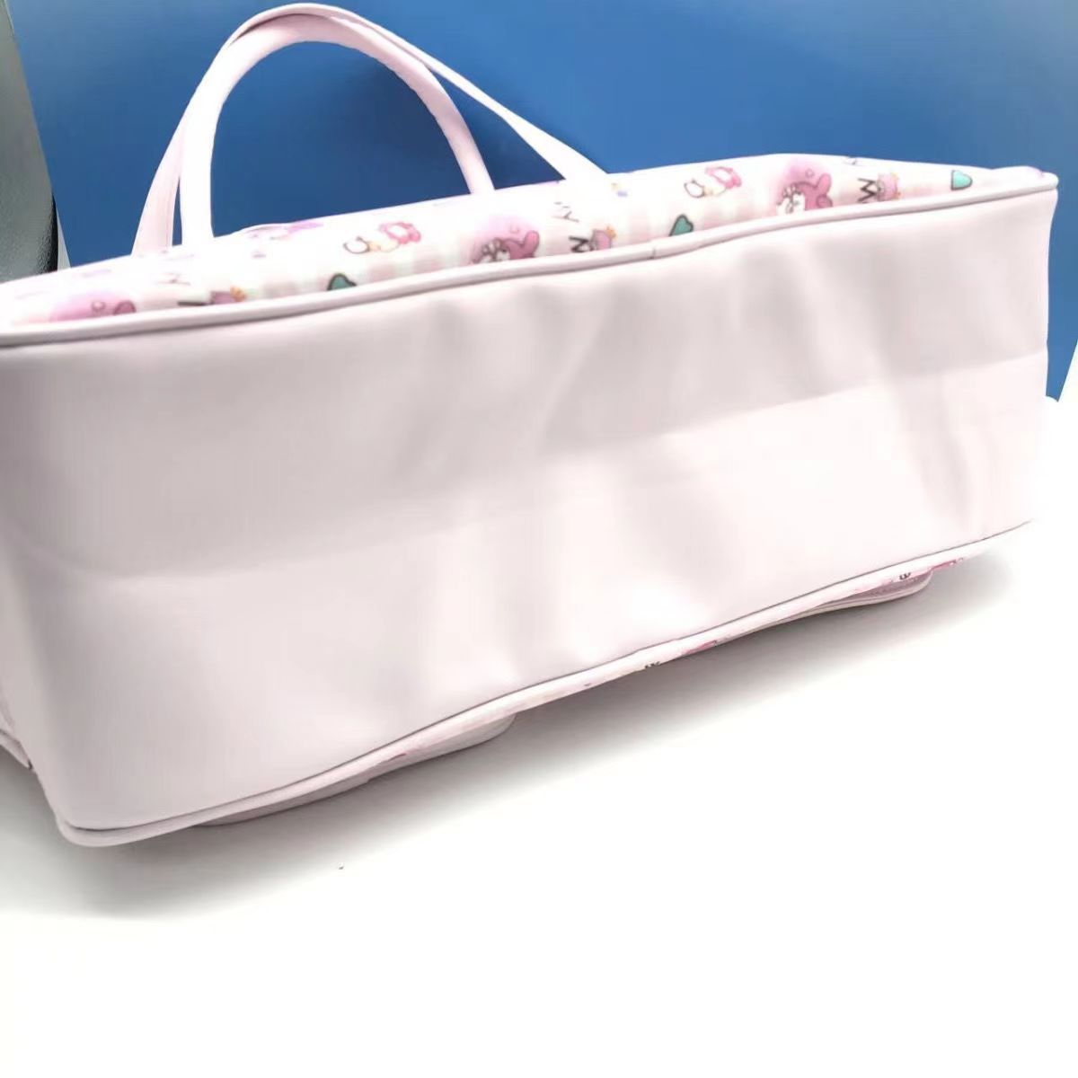Japanese Harajuku style lolita sweet cartoon soft girl PU leather large capacity portable handbag travel bag toiletry bag